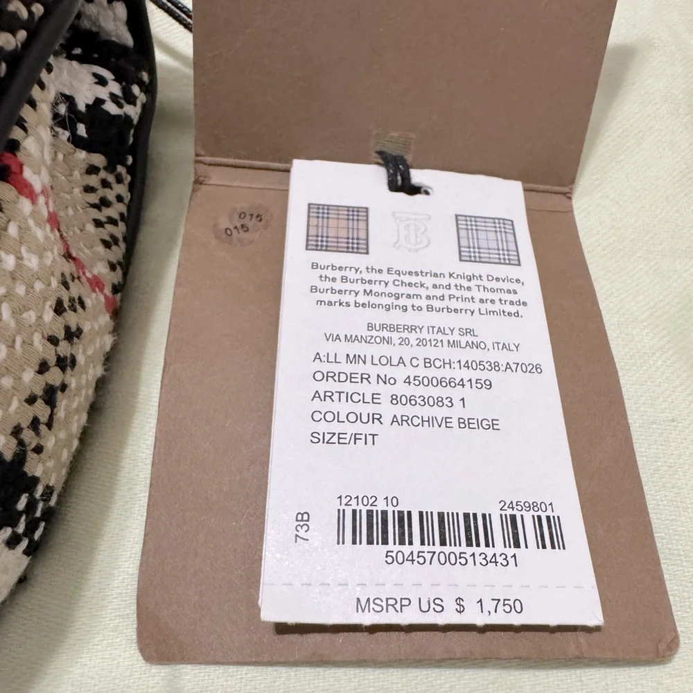 NEW🔥BURBERRY Mini Lola Woven Check Bag - Picture 16 of 16